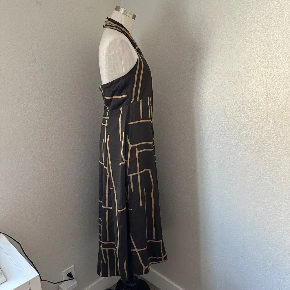 Banana Republic Factory Wrap Halter Neck Midi Dress Sleeveless Polyester Brown P - Picture 7 of 15